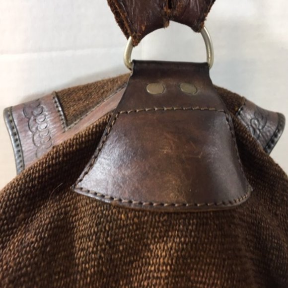 Genuine Leather Rainbow Woven Natural Dyes Textile Backpack Made in Bolivia BOHO - Picture 9 of 16